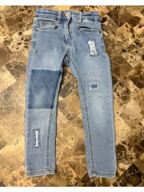 Souris mini Light Blue Distressed stretch denim jeans 4 years